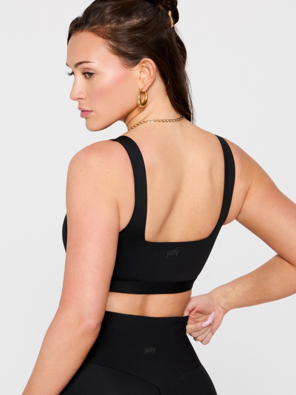 Yitty Ultra Lift Square Neck Sports Bra LARGE Black EUC - Picture 3 of 13
